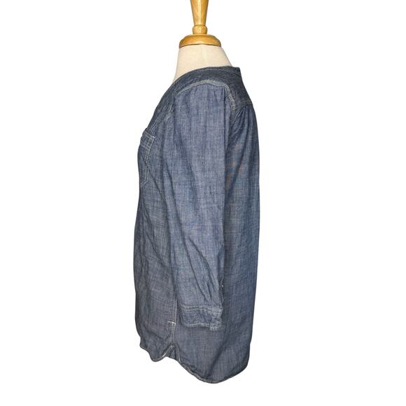 DULUTH TRADING Free Range Organic Chambray 3/4 Sleeve Tunic Size Medium Womens - Picture 2 of 9